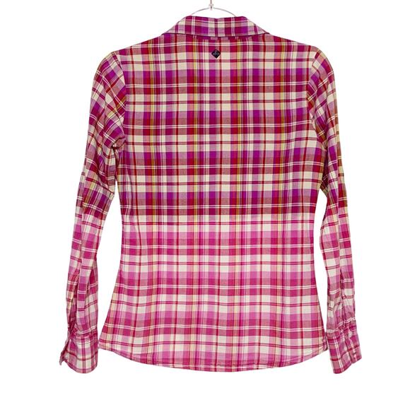 PRANA Plaid Button Up Long Sleeve Shirt Classic Fit Checked Pink Ombre Size XS - Picture 4 of 7